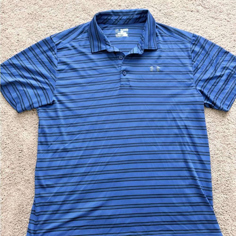 Under Armour Men's Blue Striped Polo Shirt